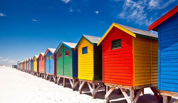 Colorful Shacks on a Beach