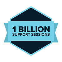 One billion support sessions sticker.