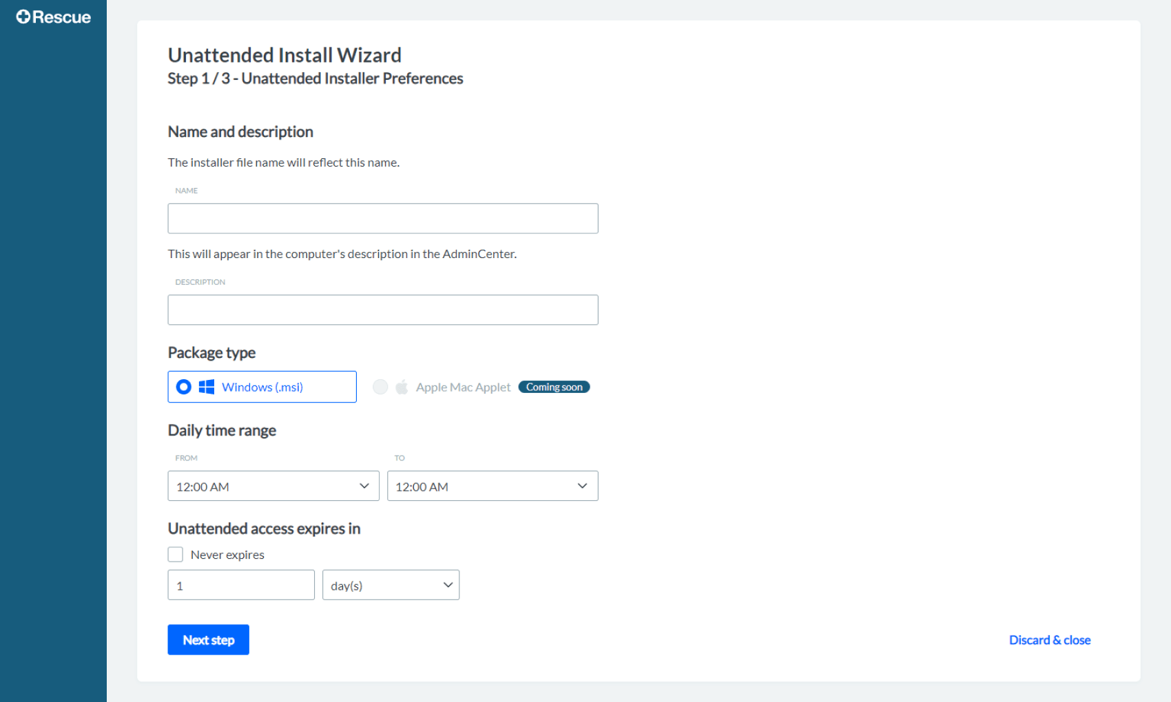 Access Wizard interface.