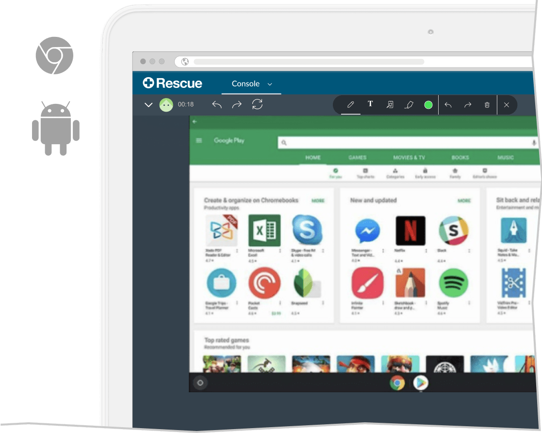 Rescue Android app viewing Chromebook screen.