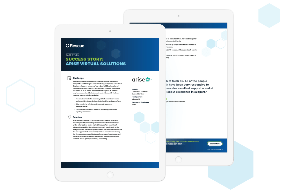 A tablet device displaying a case study on arise&#39;s success story.