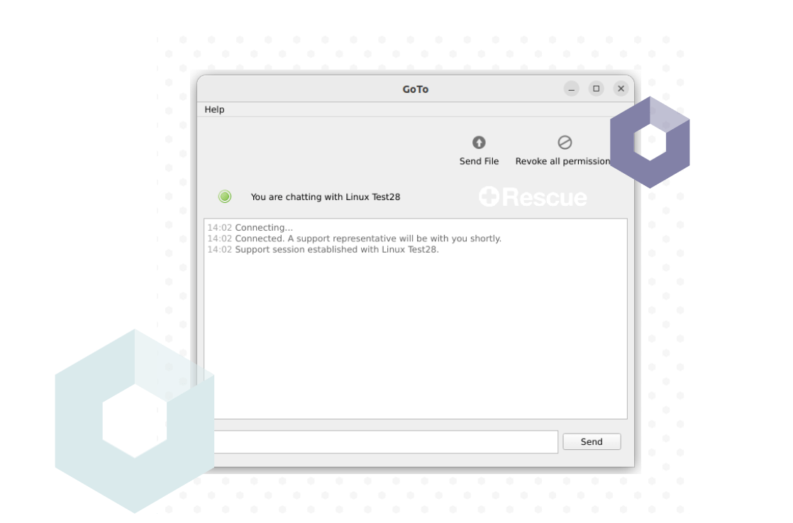 Product screen showing connecting to a support representative and starting a support session