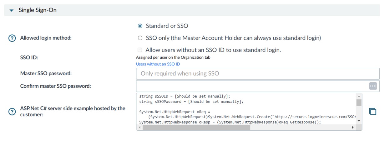 Schermafbeelding van single sign-on