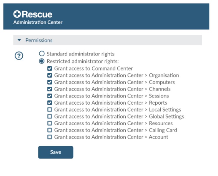 Configuración de los permisos de administrador