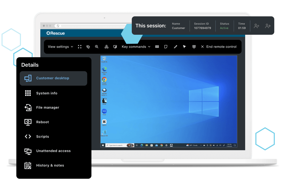 Dashboard view of agents providing ChromeOS remote support from their Chromebook.